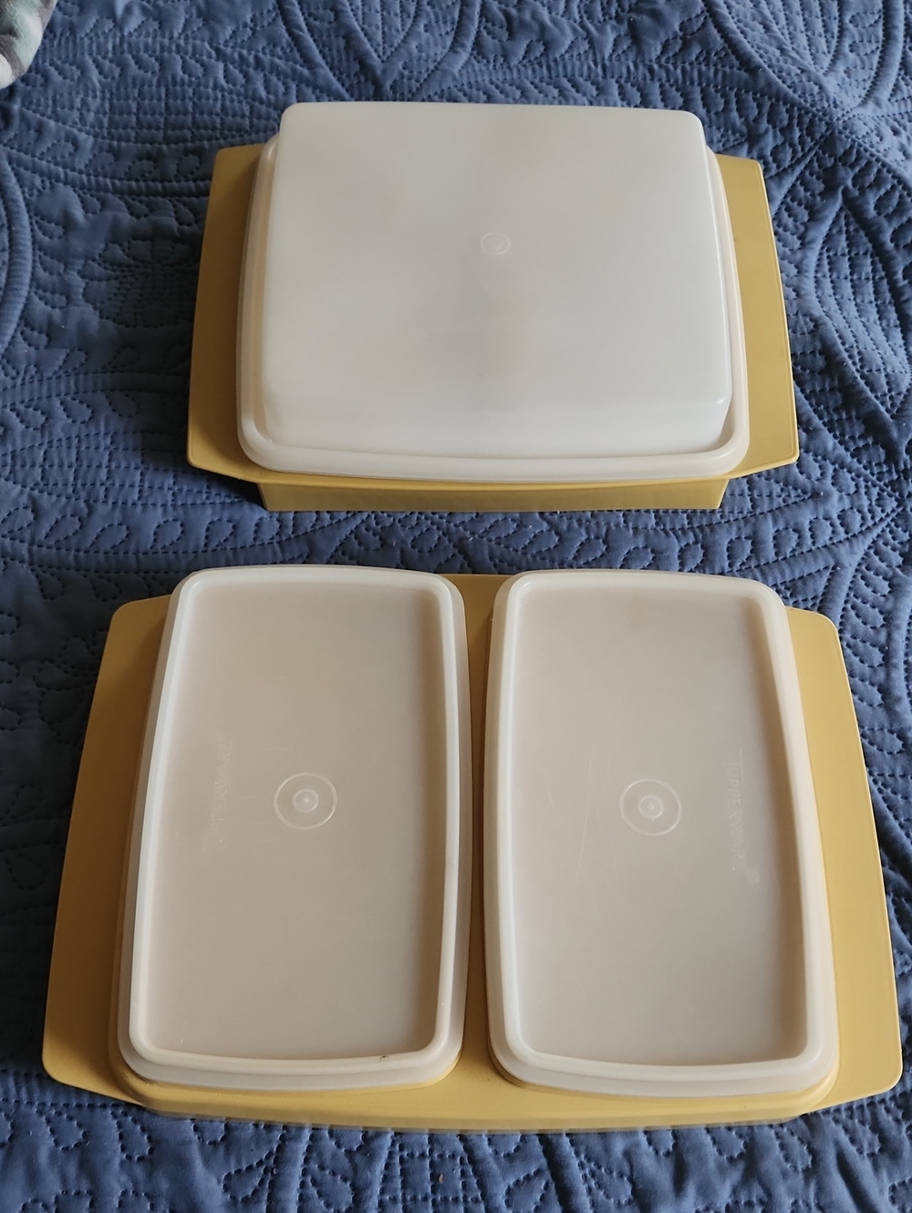 Lot Of 2 Harvest Gold Vintage Tupperware Containers Deviled Egg/Divided Deli